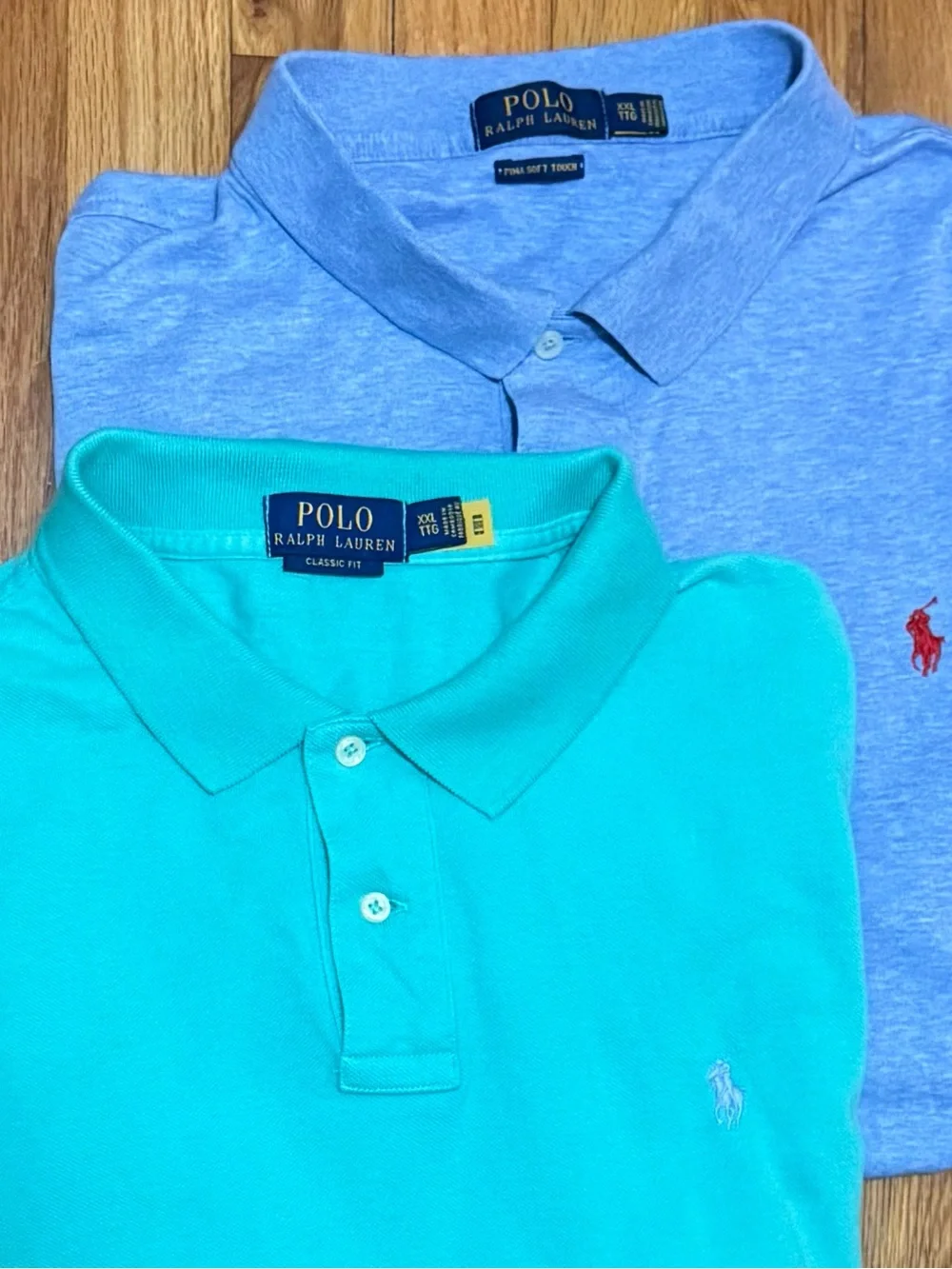 Polo Ralph Lauren Men's XXL 2XL Short Sleeve Green & Blue Polo Shirts Lot Of 2